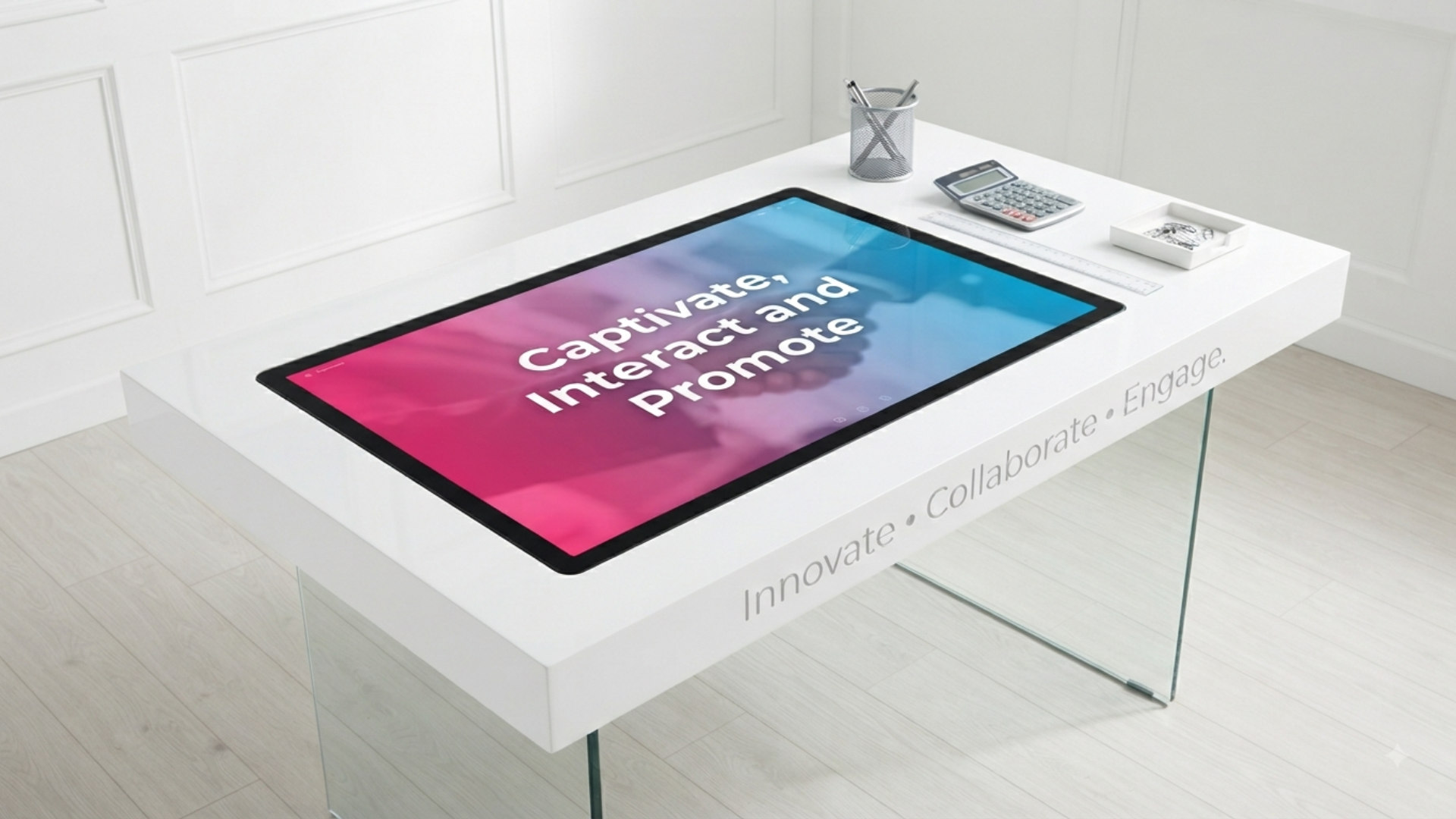 Interactive touch table on an office desk
