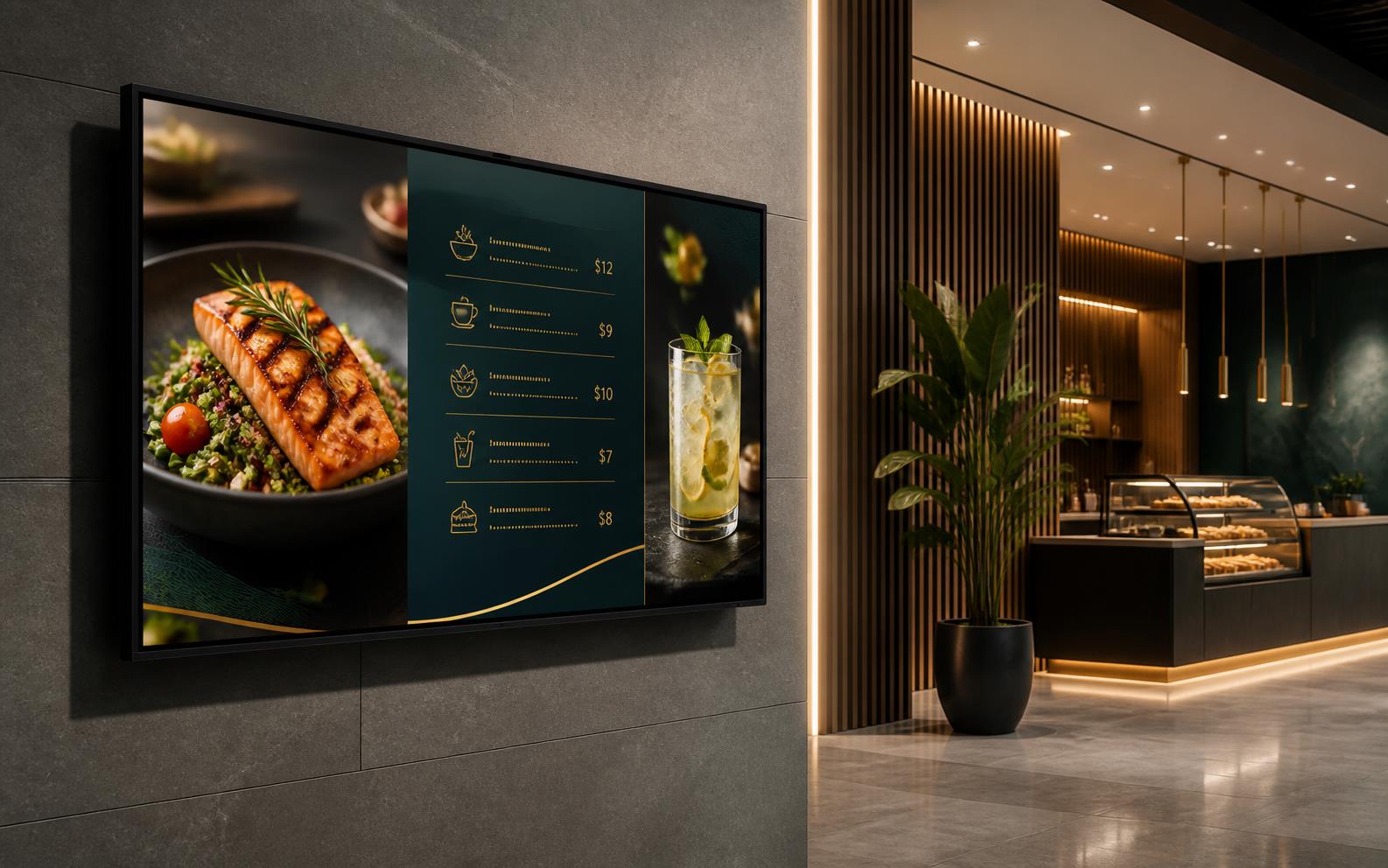 EduPanels digital signage family in retail and hospitality settings